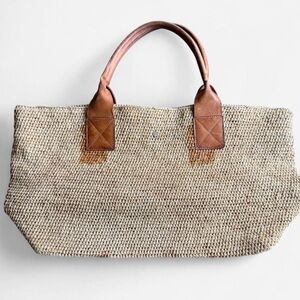 Helen Kaminski Natural Woven Tote with Brown Handles